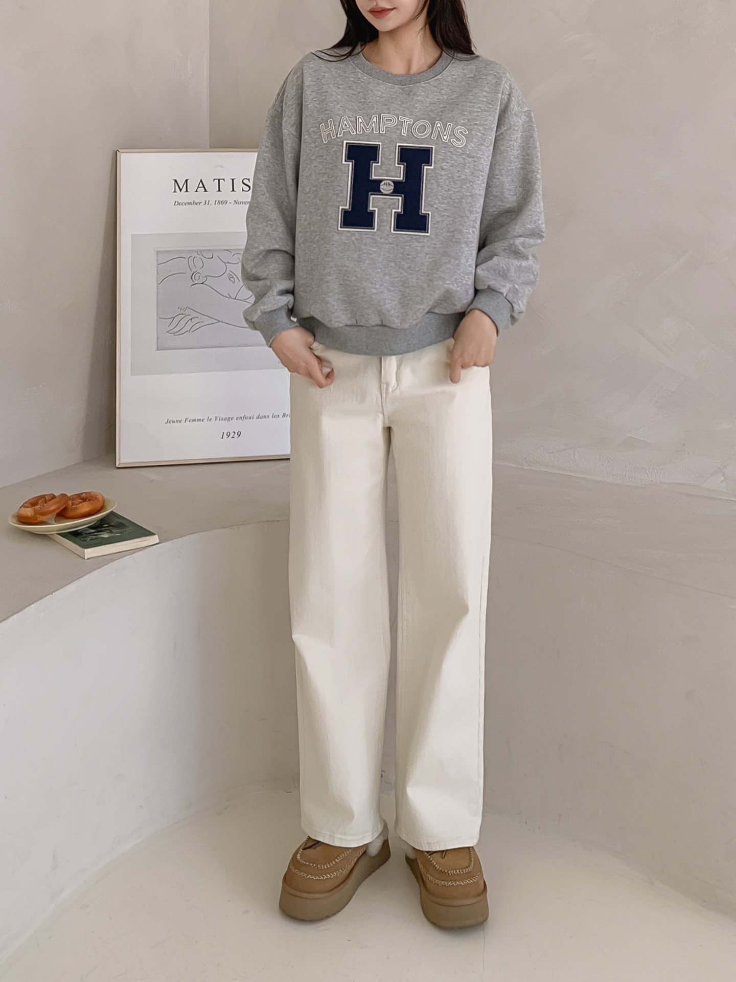 起毛裏地ラウンドネックルーズ長袖ロゴスウェット | 詳細画像4