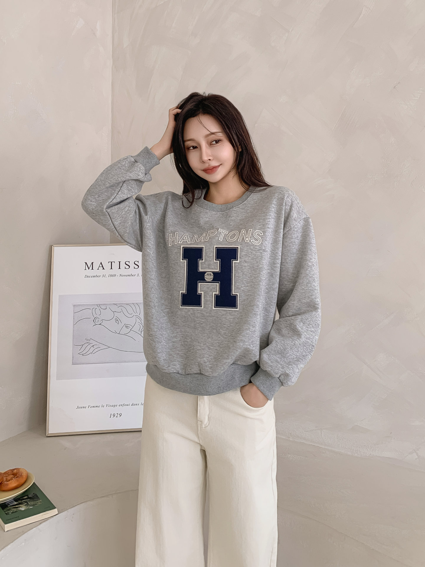 起毛裏地ラウンドネックルーズ長袖ロゴスウェット | 詳細画像5