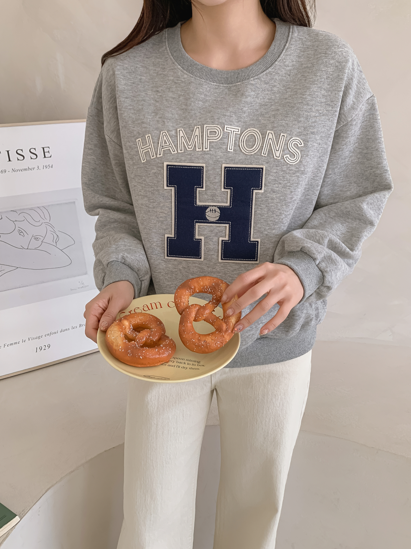 起毛裏地ラウンドネックルーズ長袖ロゴスウェット | 詳細画像12