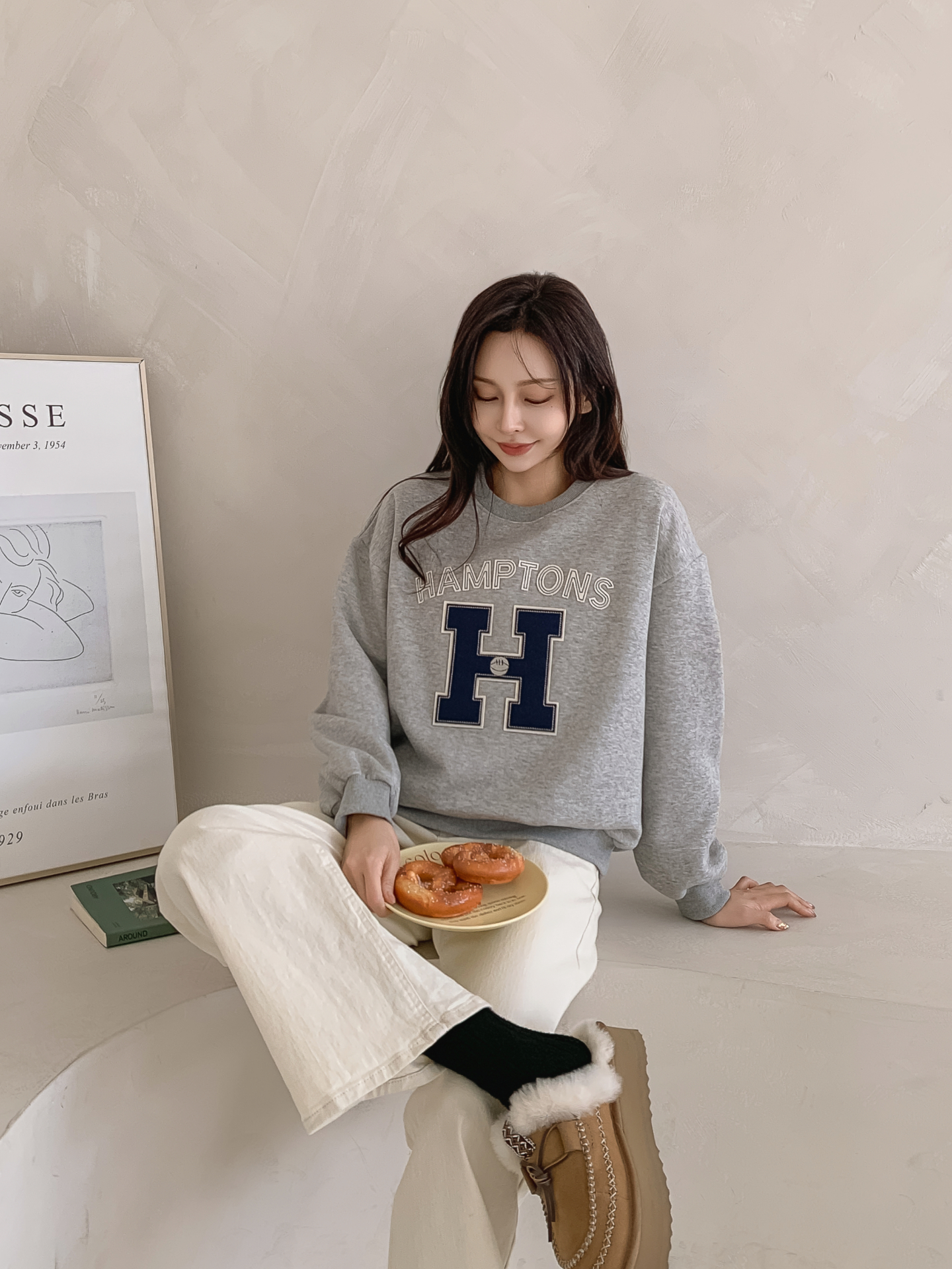 起毛裏地ラウンドネックルーズ長袖ロゴスウェット | 詳細画像15