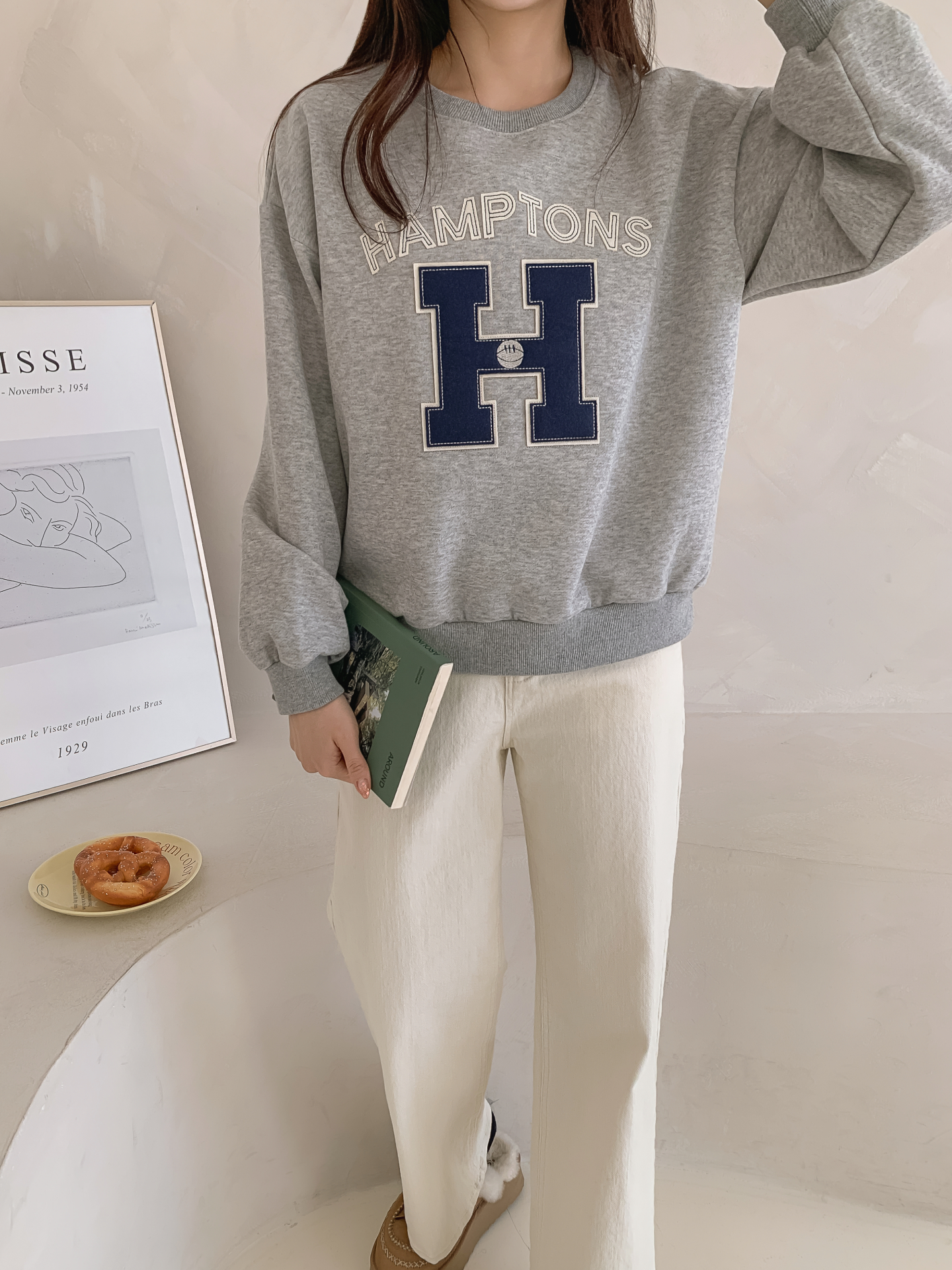 起毛裏地ラウンドネックルーズ長袖ロゴスウェット | 詳細画像16