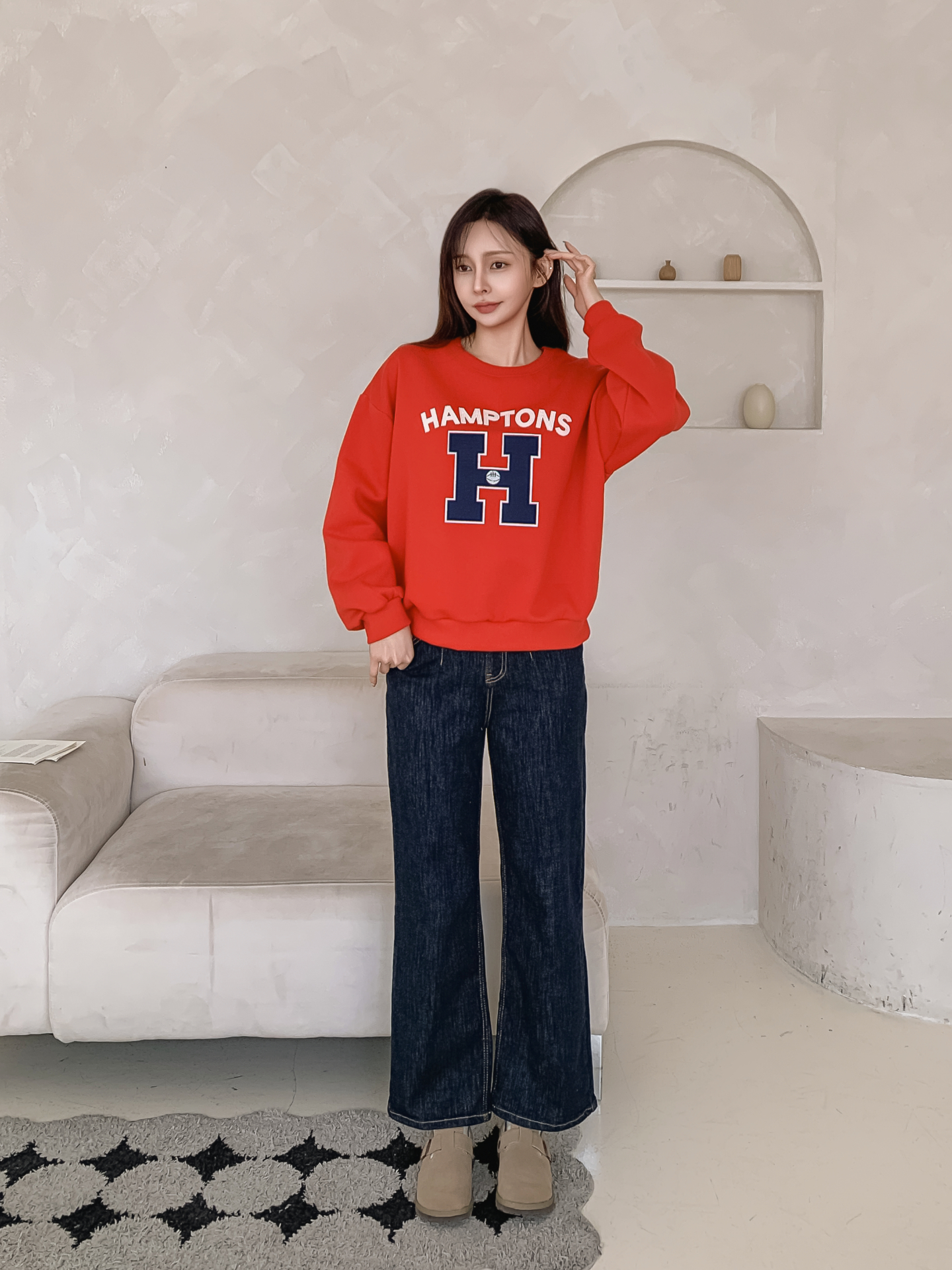 起毛裏地ラウンドネックルーズ長袖ロゴスウェット | 詳細画像20