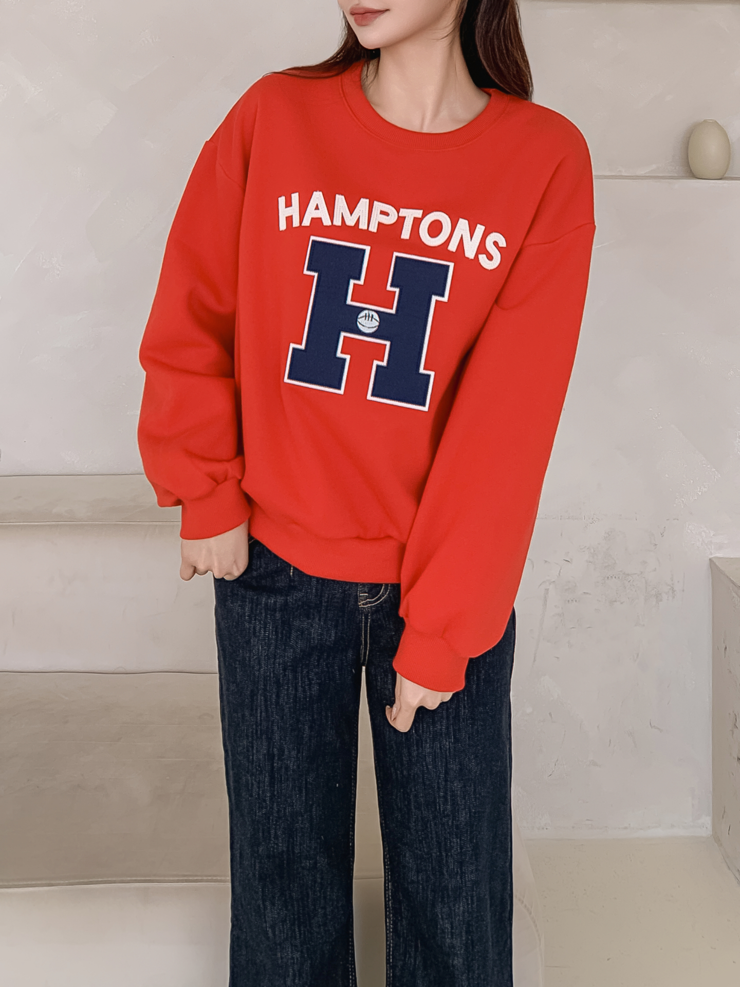 起毛裏地ラウンドネックルーズ長袖ロゴスウェット | 詳細画像21