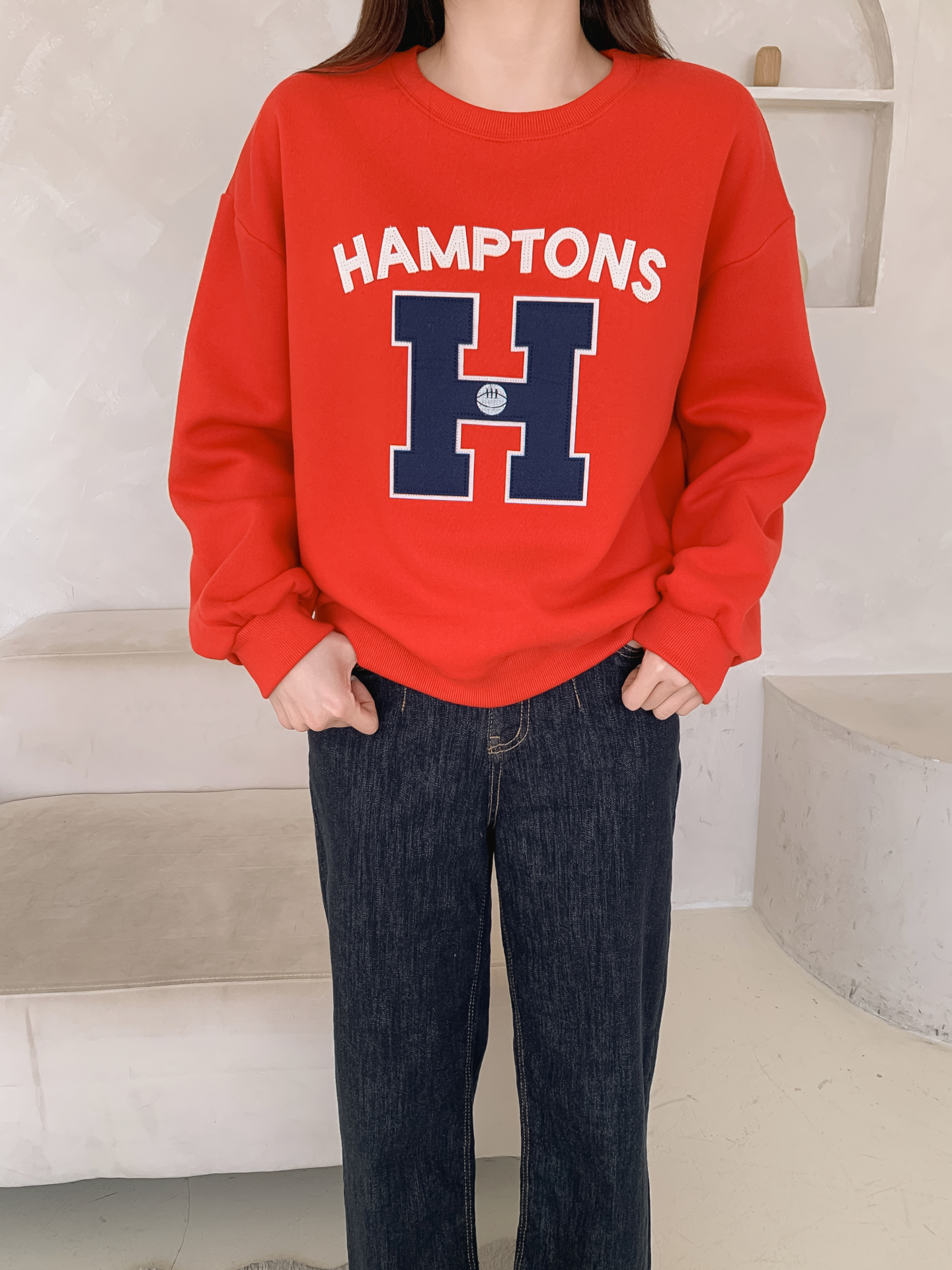 起毛裏地ラウンドネックルーズ長袖ロゴスウェット | 詳細画像22