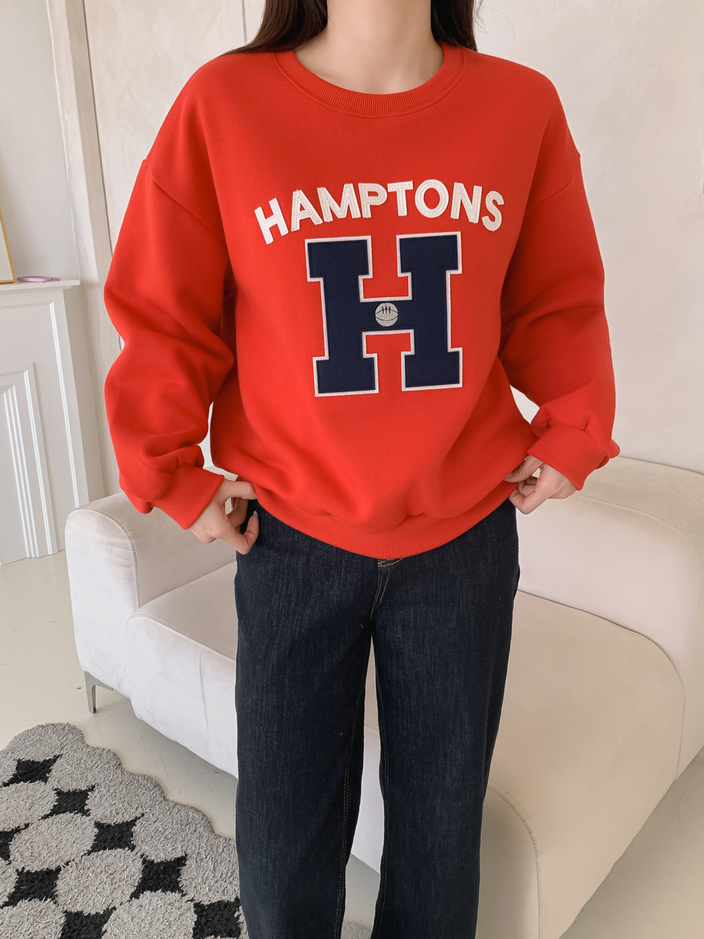 起毛裏地ラウンドネックルーズ長袖ロゴスウェット | 詳細画像24