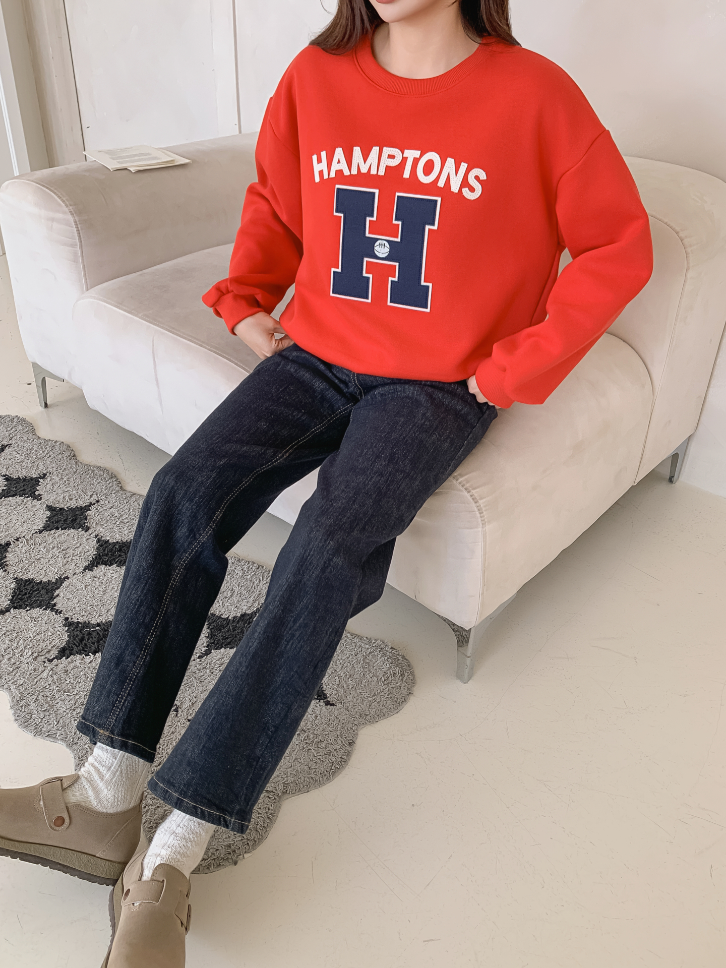 起毛裏地ラウンドネックルーズ長袖ロゴスウェット | 詳細画像26