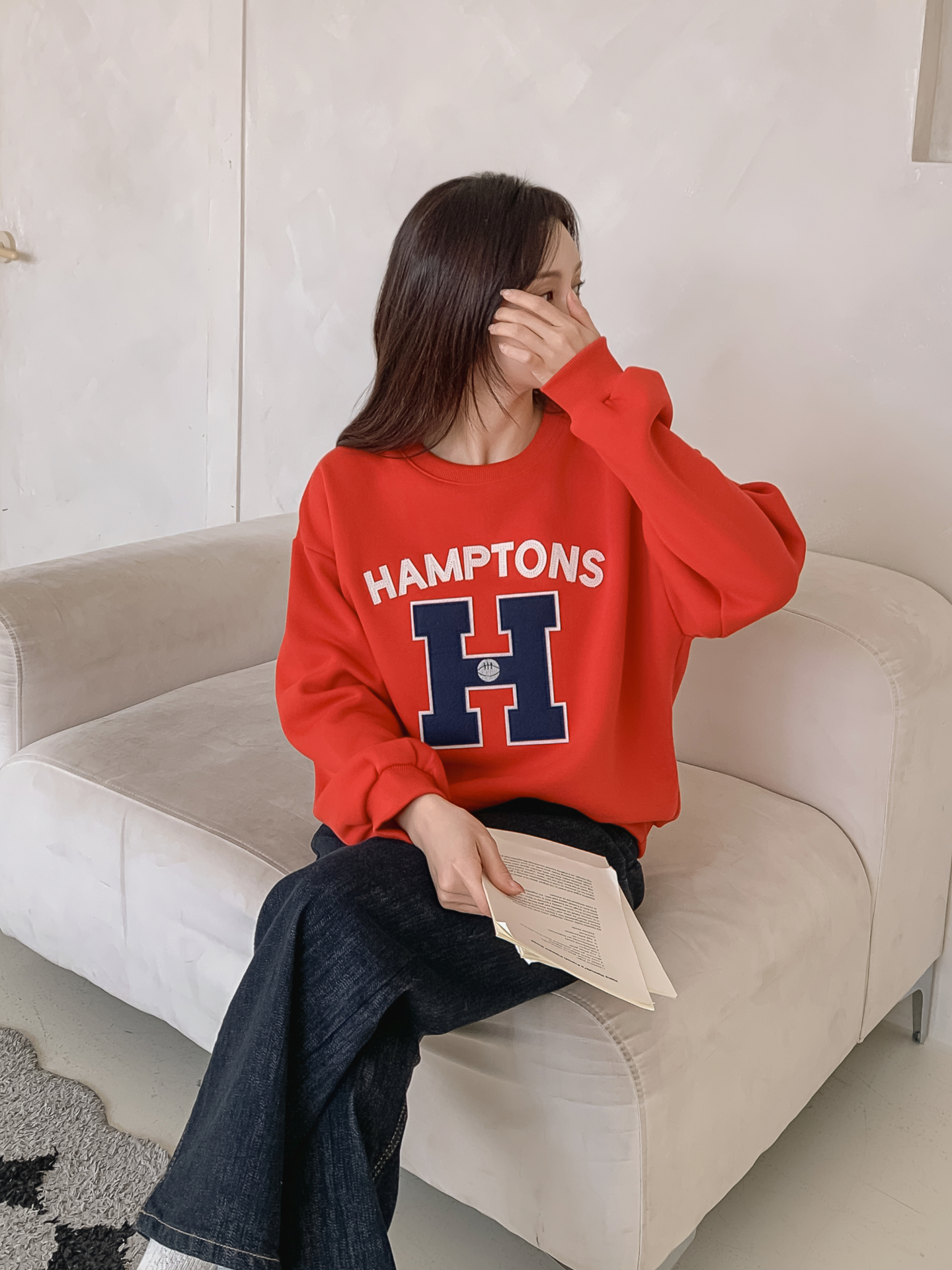 起毛裏地ラウンドネックルーズ長袖ロゴスウェット | 詳細画像27