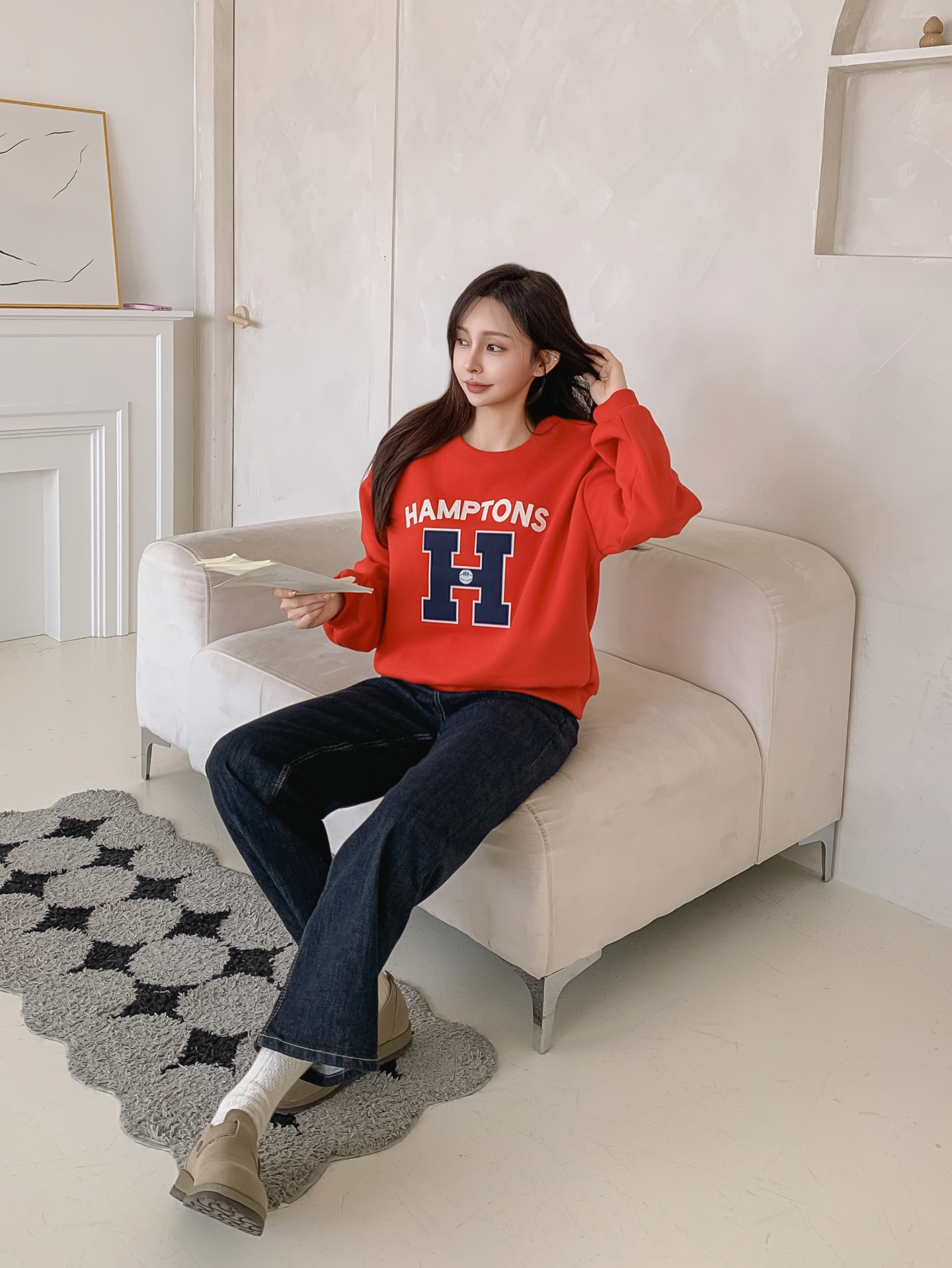 起毛裏地ラウンドネックルーズ長袖ロゴスウェット | 詳細画像28