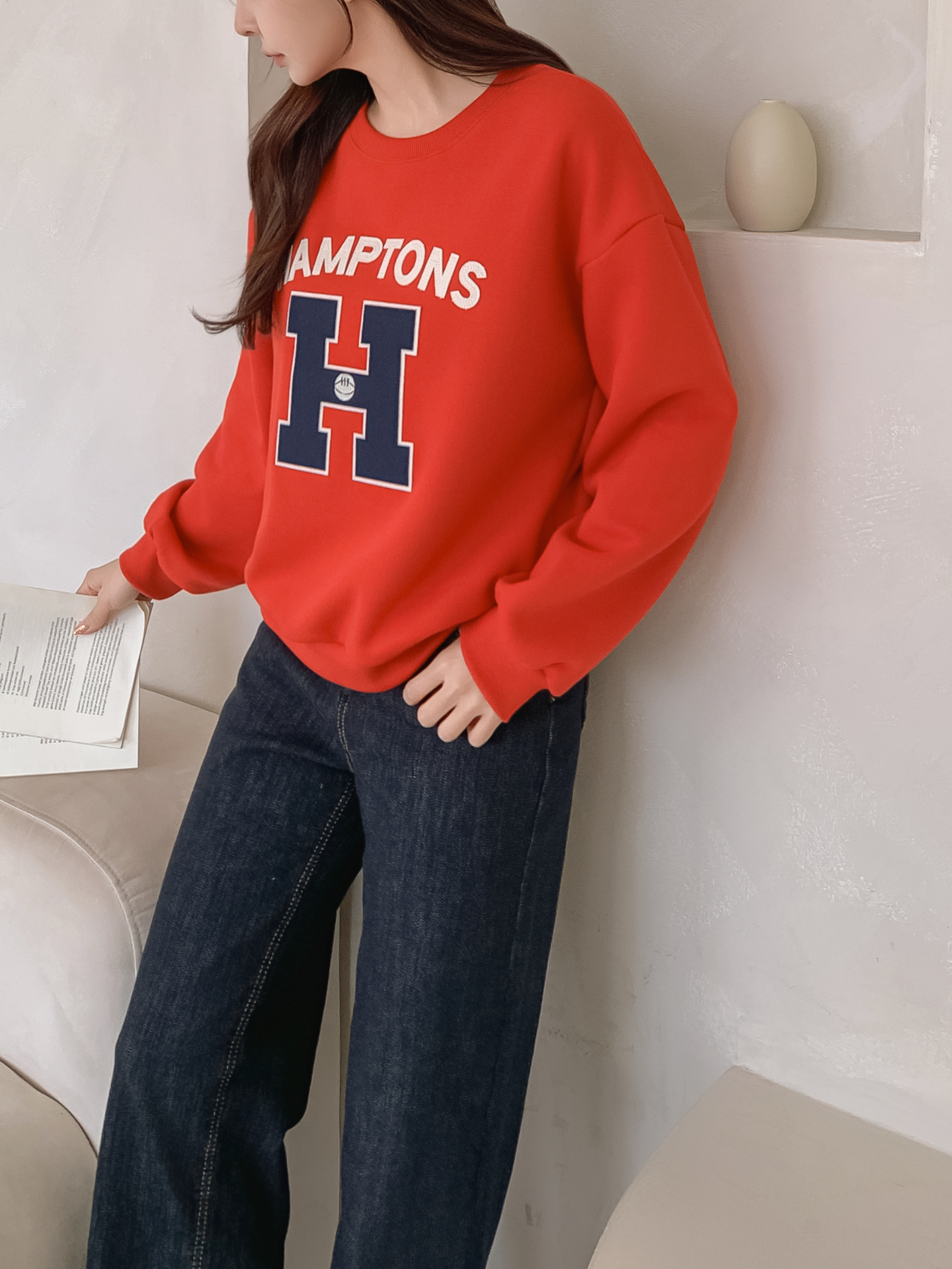 起毛裏地ラウンドネックルーズ長袖ロゴスウェット | 詳細画像29