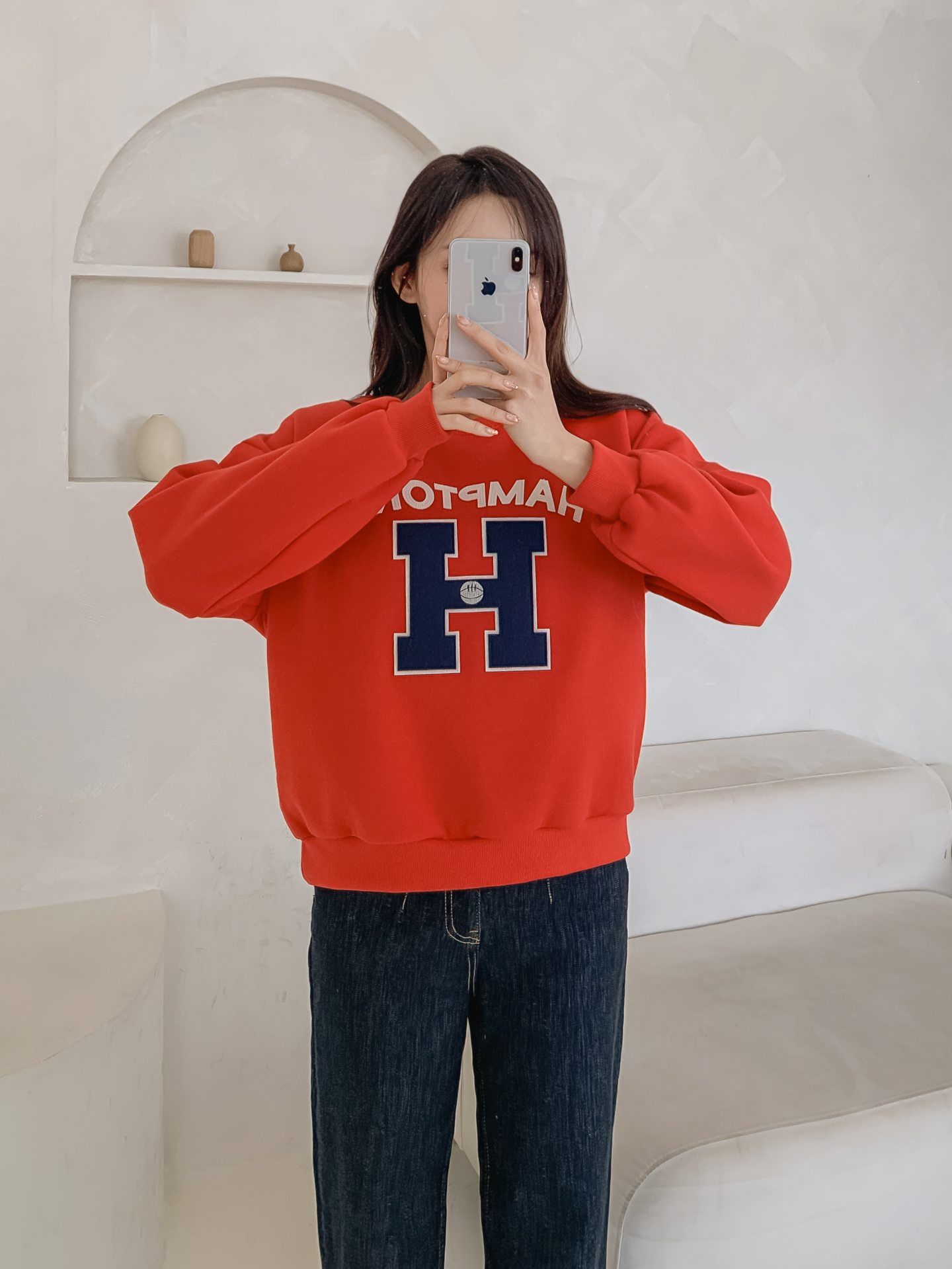 起毛裏地ラウンドネックルーズ長袖ロゴスウェット | 詳細画像31