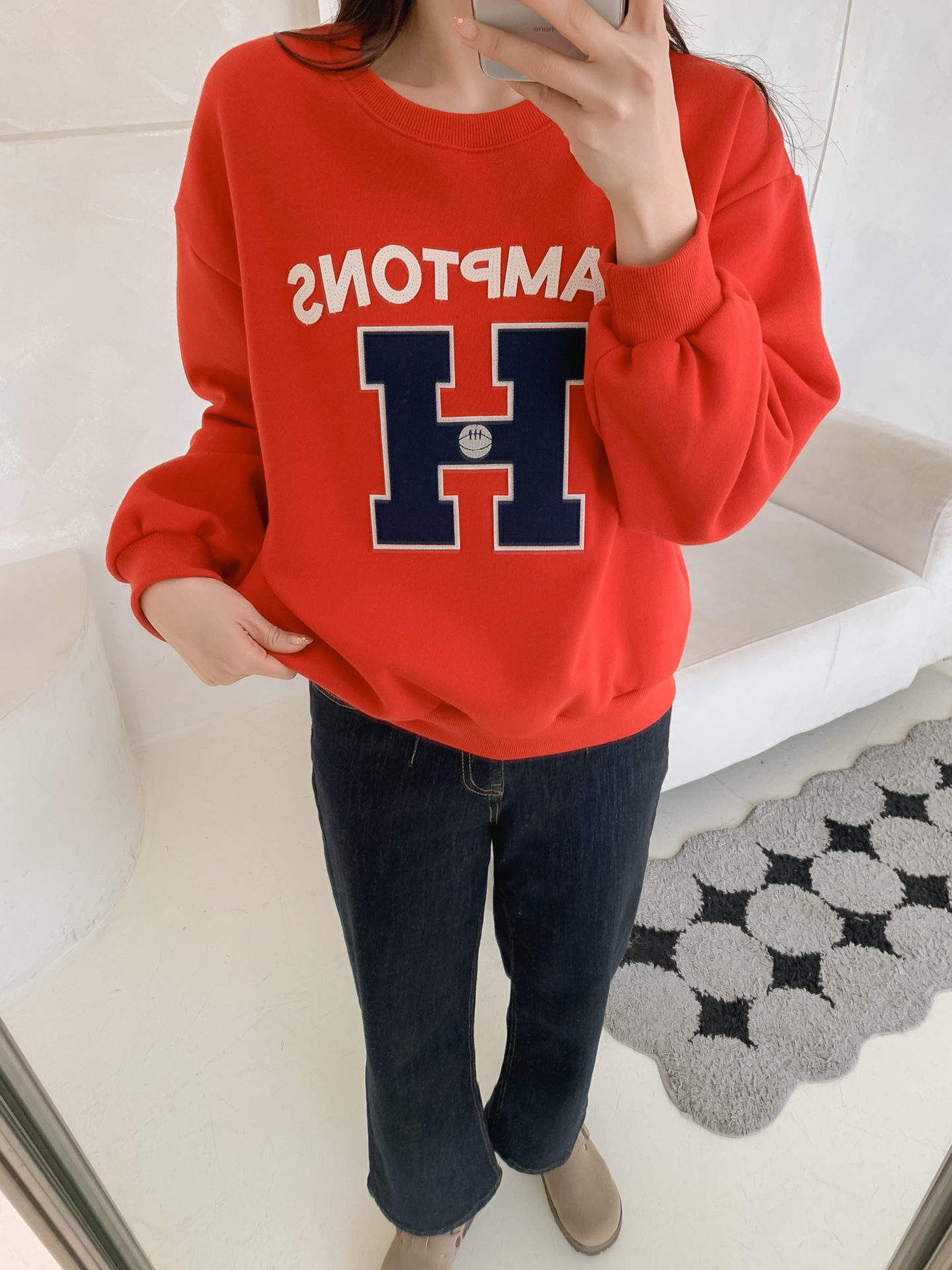 起毛裏地ラウンドネックルーズ長袖ロゴスウェット | 詳細画像32