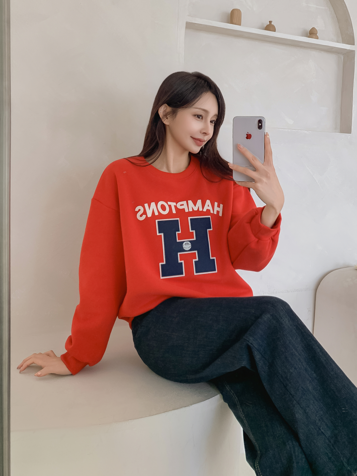 起毛裏地ラウンドネックルーズ長袖ロゴスウェット | 詳細画像33