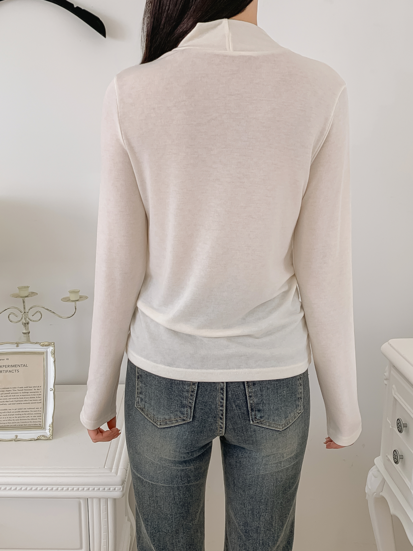 ラウンドネックスリムレイヤード風長袖Tシャツ | 詳細画像12