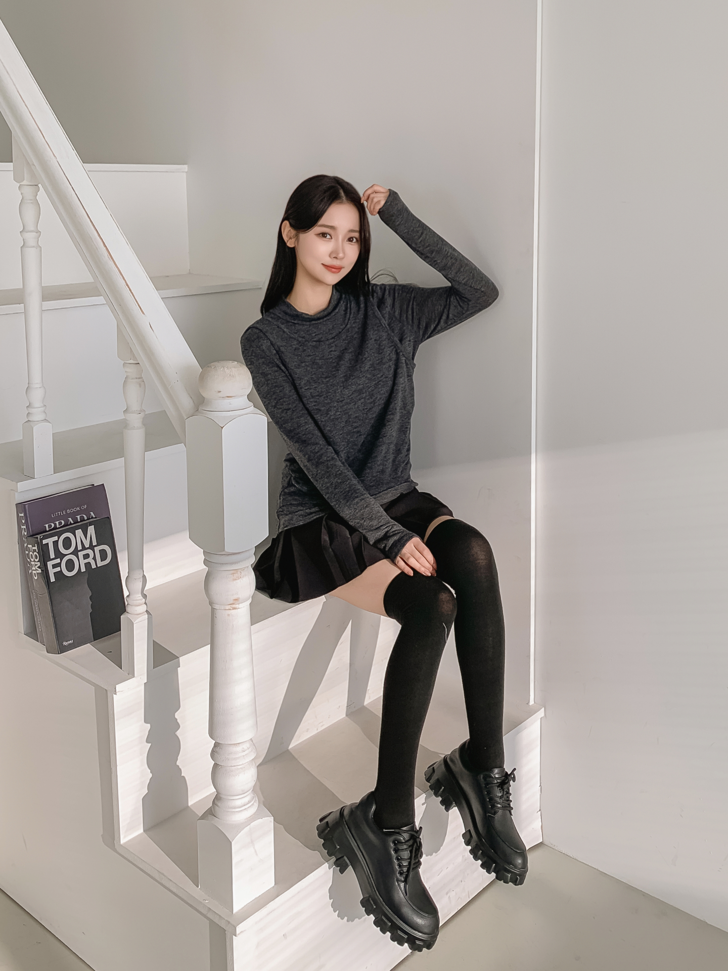 ラウンドネックスリムレイヤード風長袖Tシャツ | 詳細画像25