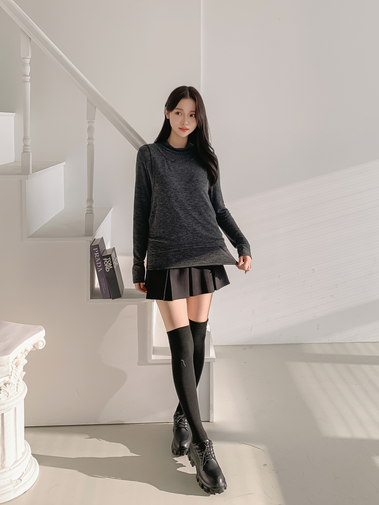 ラウンドネックスリムレイヤード風長袖Tシャツ | 詳細画像26