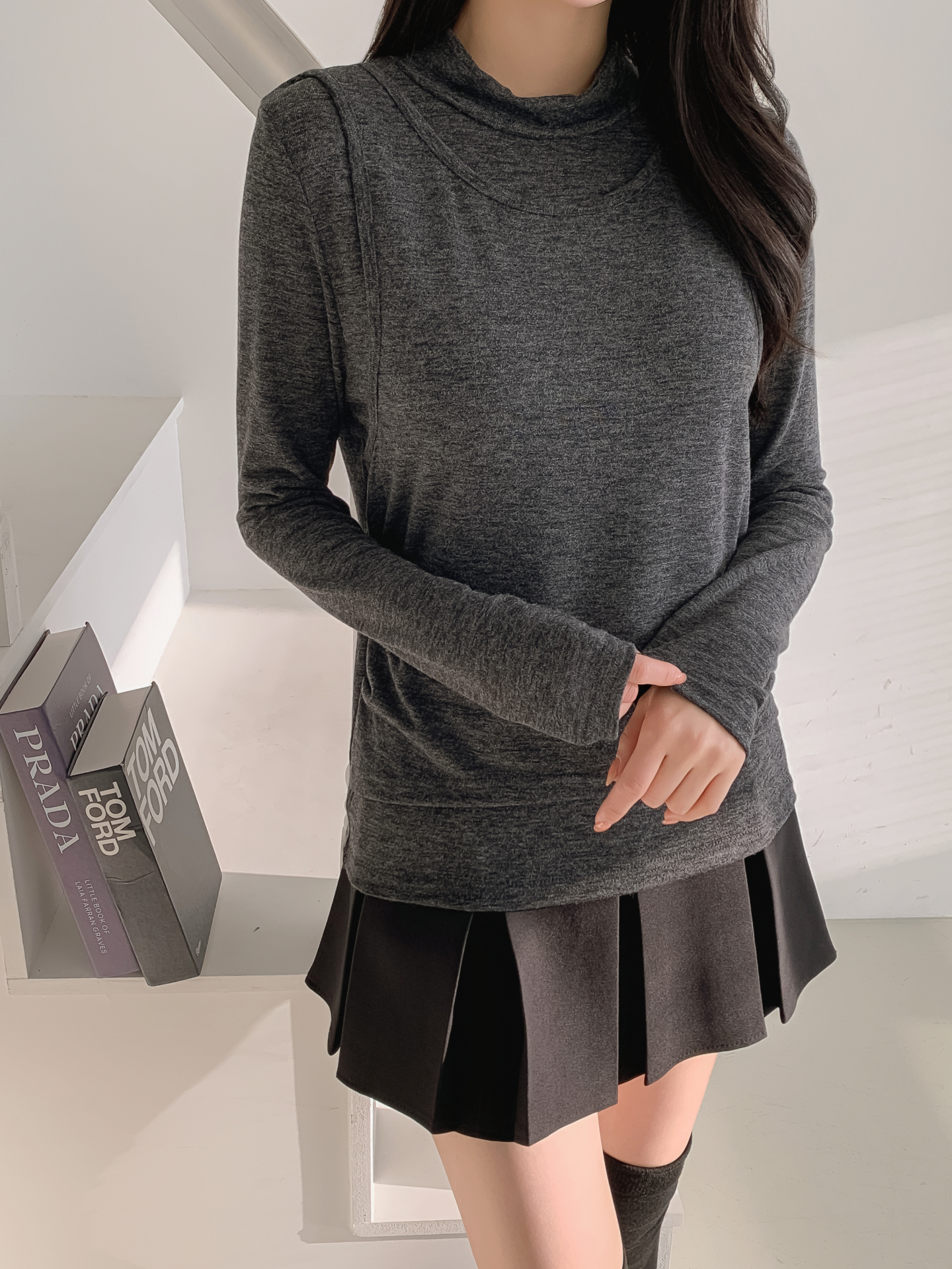 ラウンドネックスリムレイヤード風長袖Tシャツ | 詳細画像28