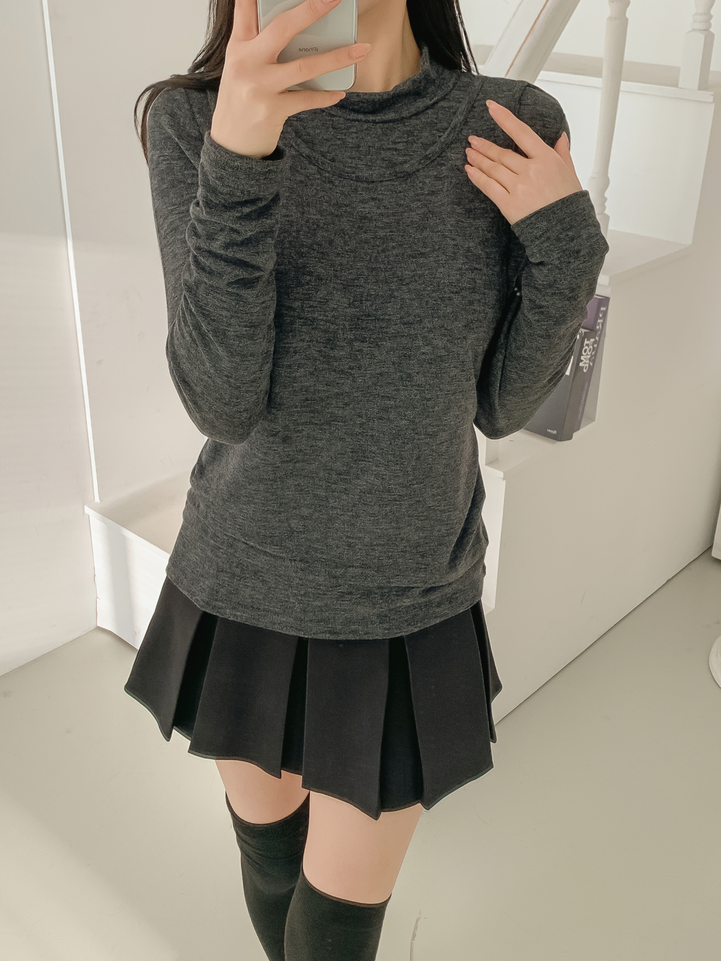 ラウンドネックスリムレイヤード風長袖Tシャツ | 詳細画像32