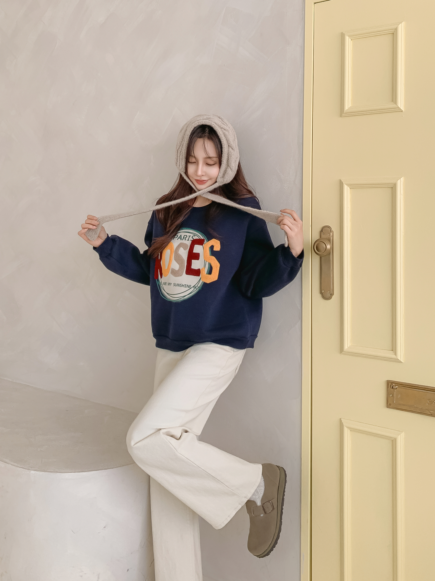 ブークレラウンドネックルーズ長袖スウェット | 詳細画像5