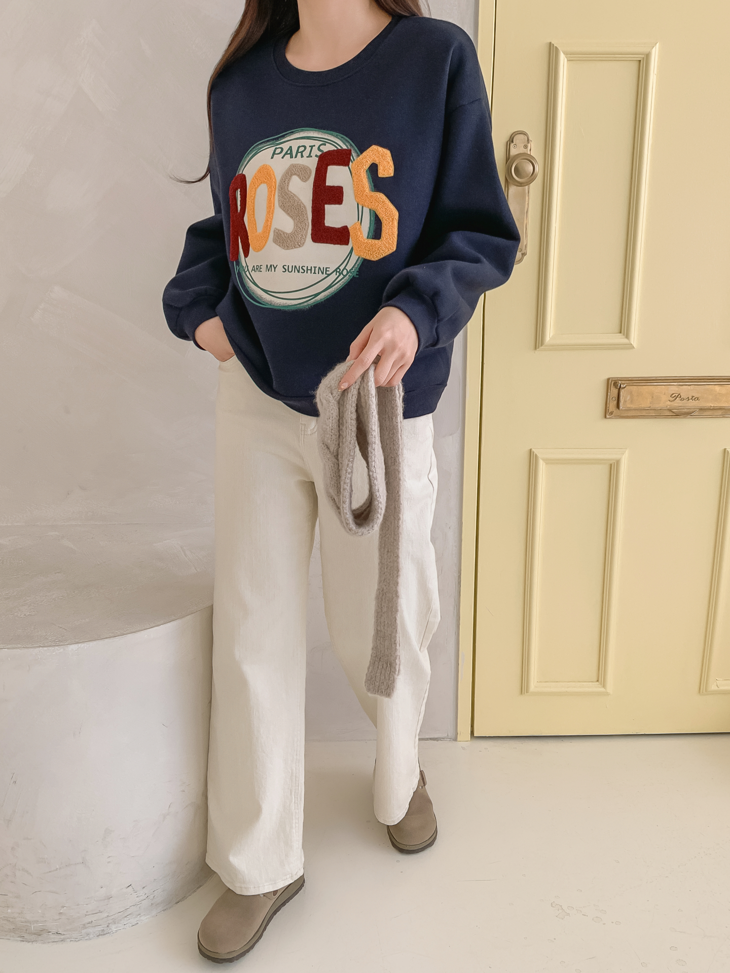 ブークレラウンドネックルーズ長袖スウェット | 詳細画像9