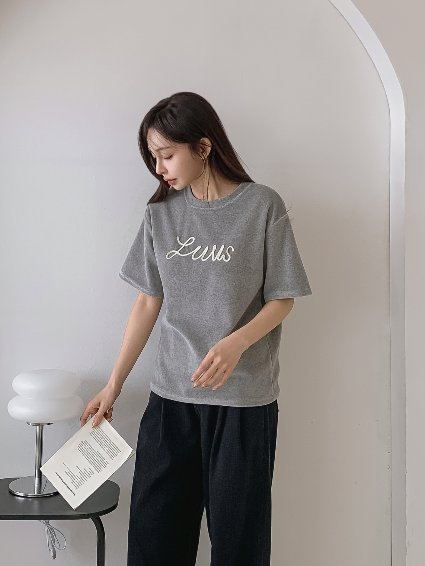 ラウンドネックパッチルーズ半袖Tシャツ | 詳細画像13