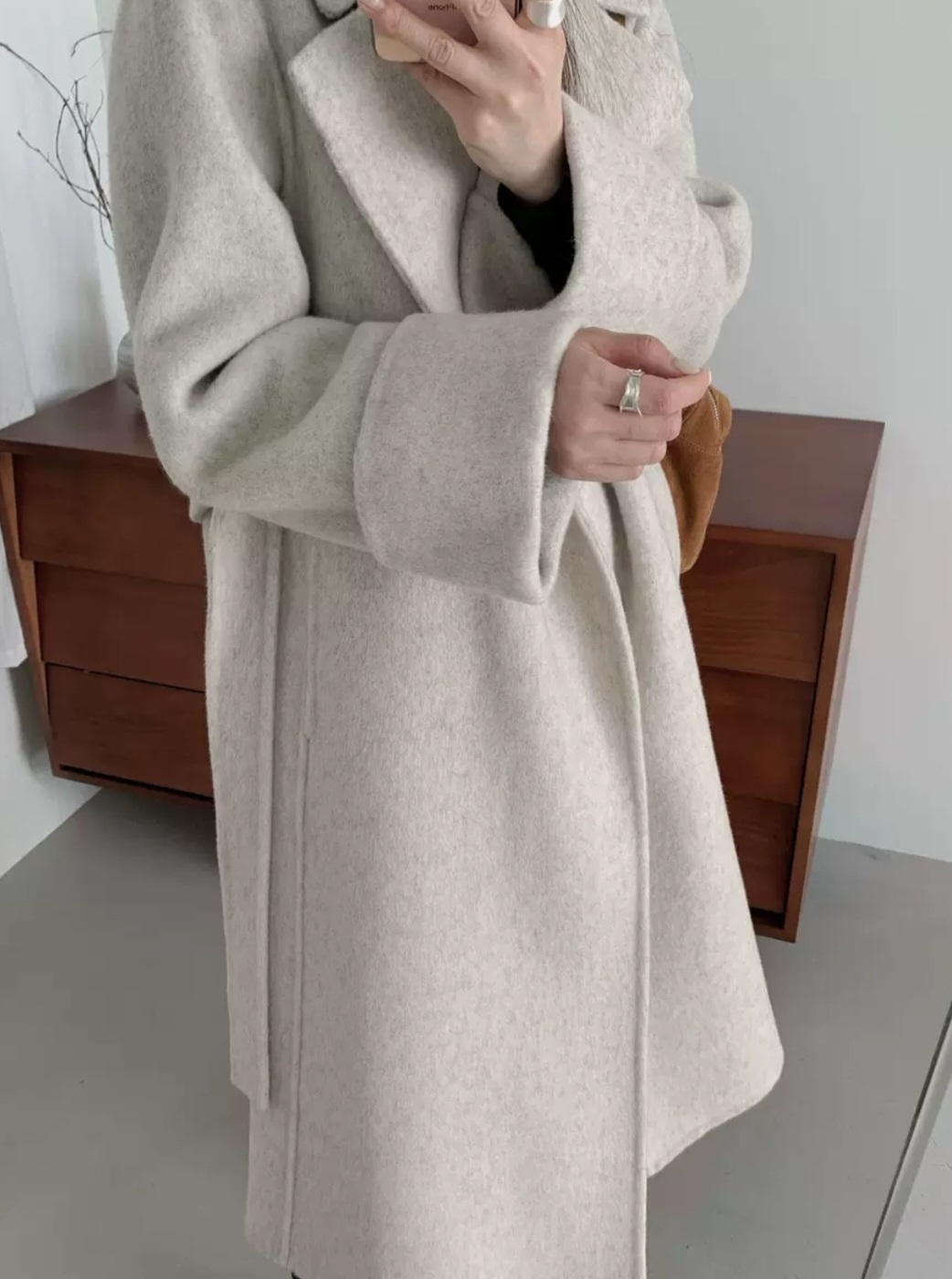 ウール混カラーベーシックロングロールアップカラーコート | 詳細画像4