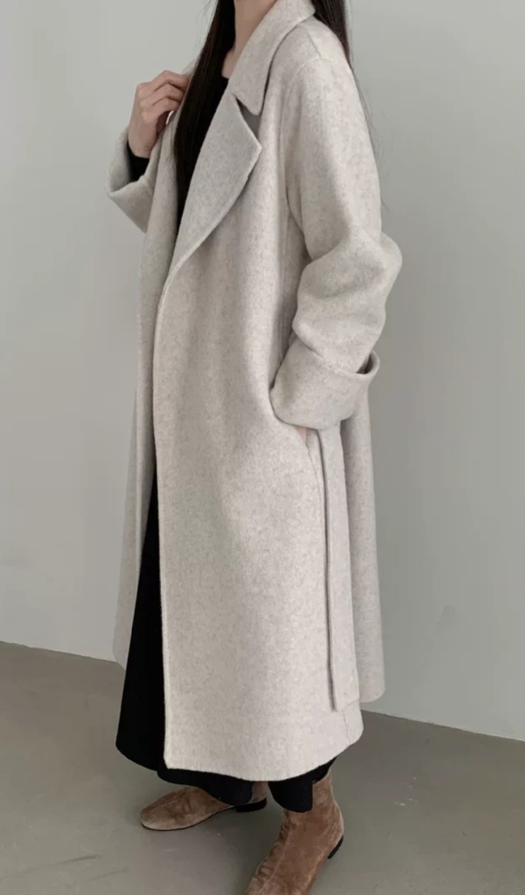 ウール混カラーベーシックロングロールアップカラーコート | 詳細画像3