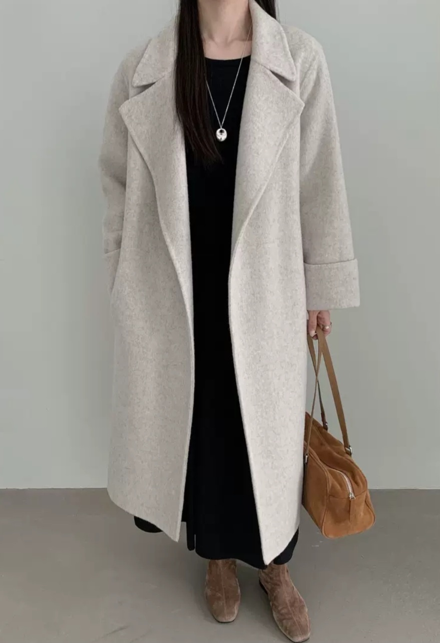 ウール混カラーベーシックロングロールアップカラーコート | 詳細画像6