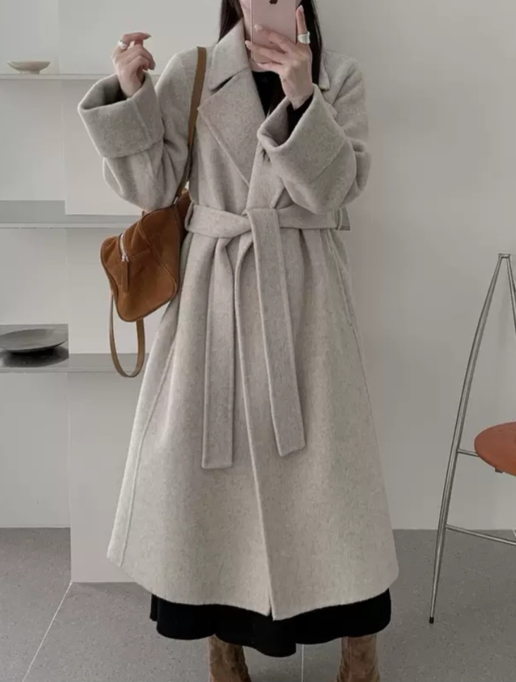 ウール混カラーベーシックロングロールアップカラーコート | 詳細画像2