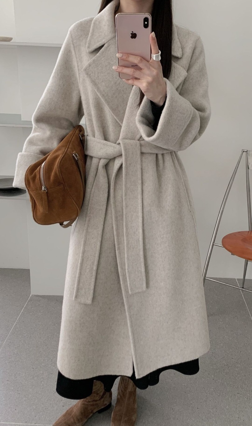 ウール混カラーベーシックロングロールアップカラーコート | 詳細画像5