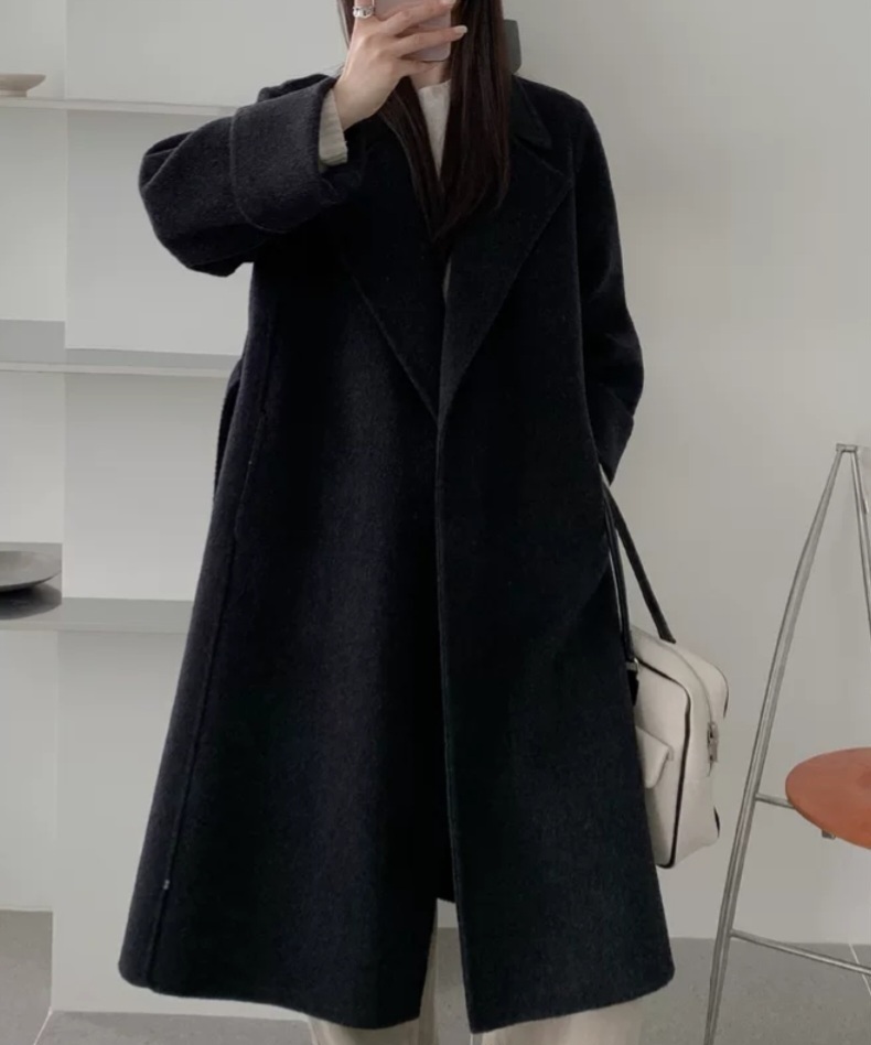 ウール混カラーベーシックロングロールアップカラーコート | 詳細画像8