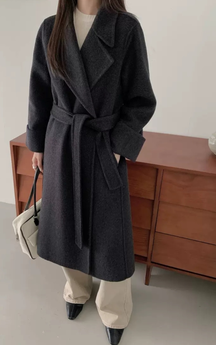 ウール混カラーベーシックロングロールアップカラーコート | 詳細画像9