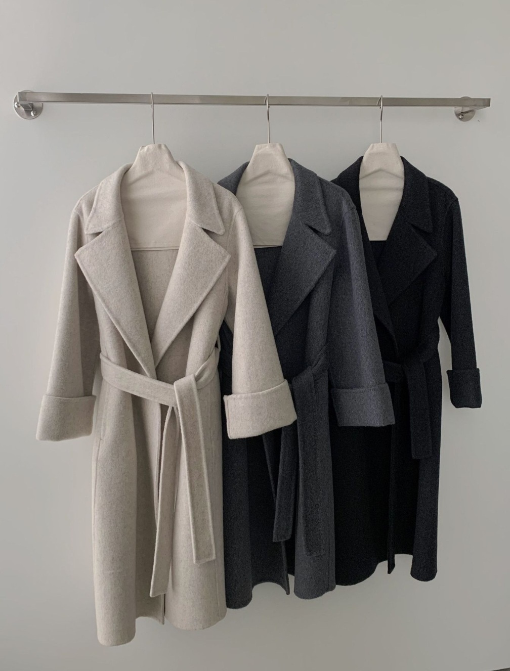 ウール混カラーベーシックロングロールアップカラーコート | 詳細画像13