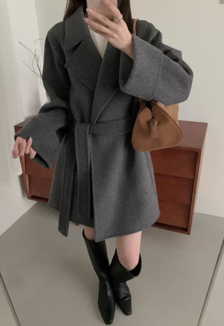 ウール混カラーベーシックハーフカラーコート | 詳細画像3