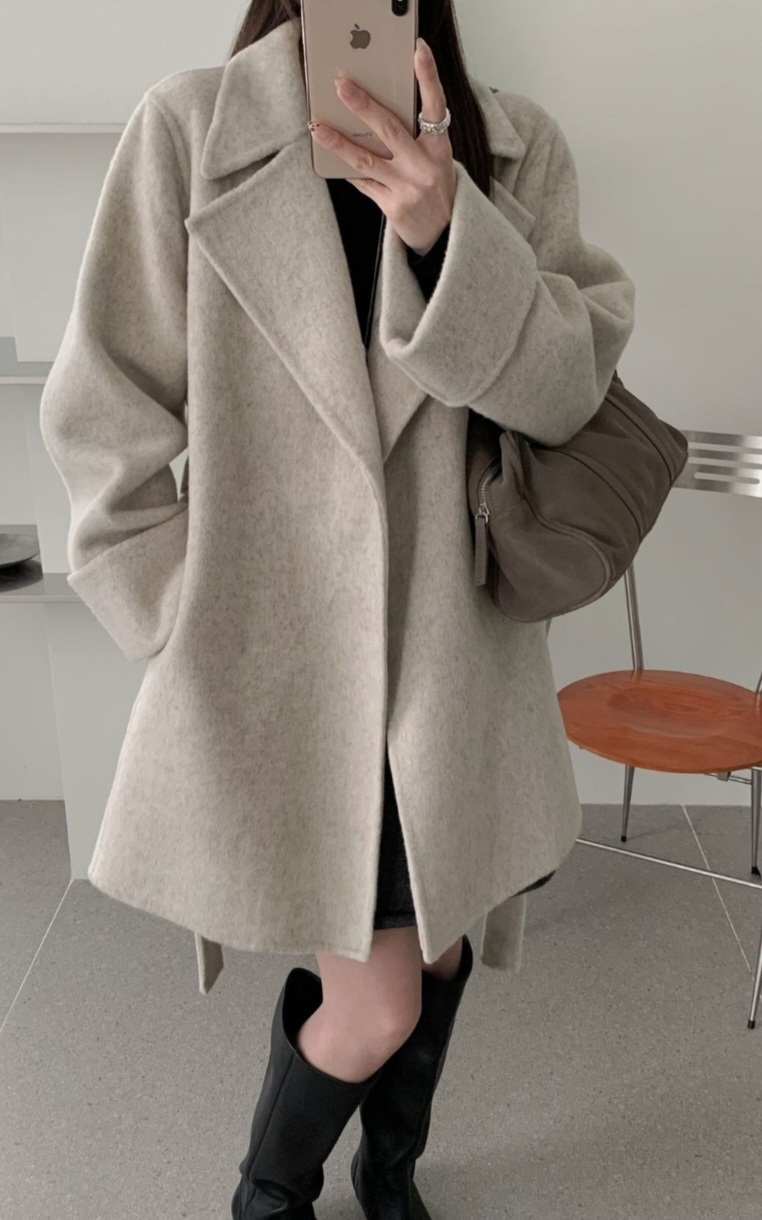 ウール混カラーベーシックハーフカラーコート | 詳細画像7