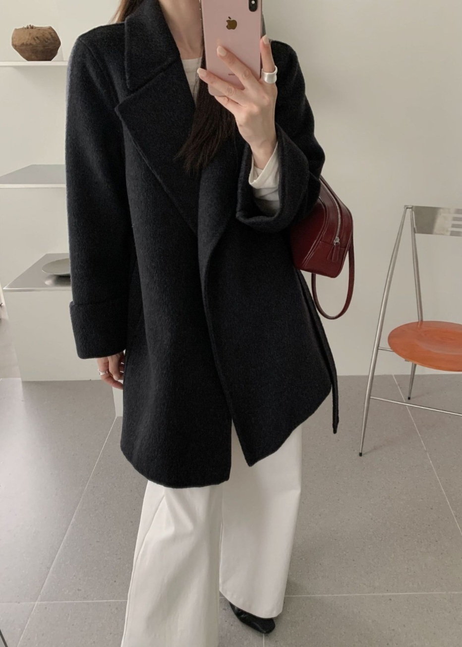 ウール混カラーベーシックハーフカラーコート | 詳細画像10