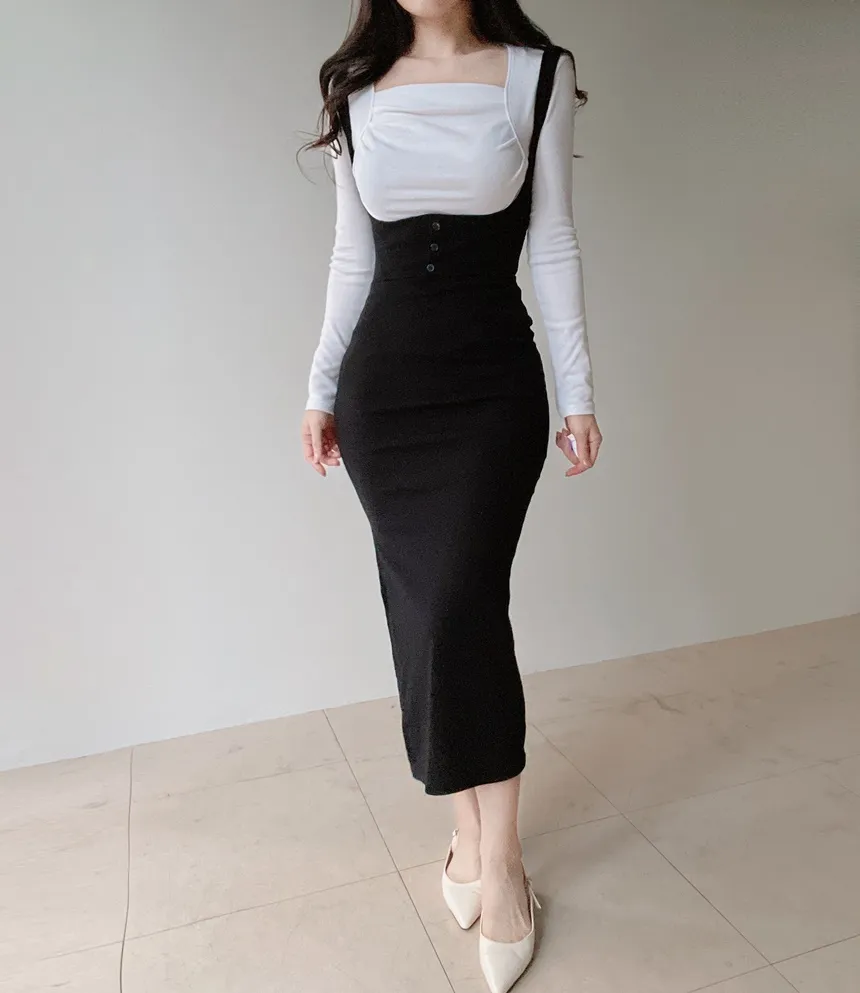 スクエアネック長袖ギャザーTシャツ | mirangmirang | 詳細画像16