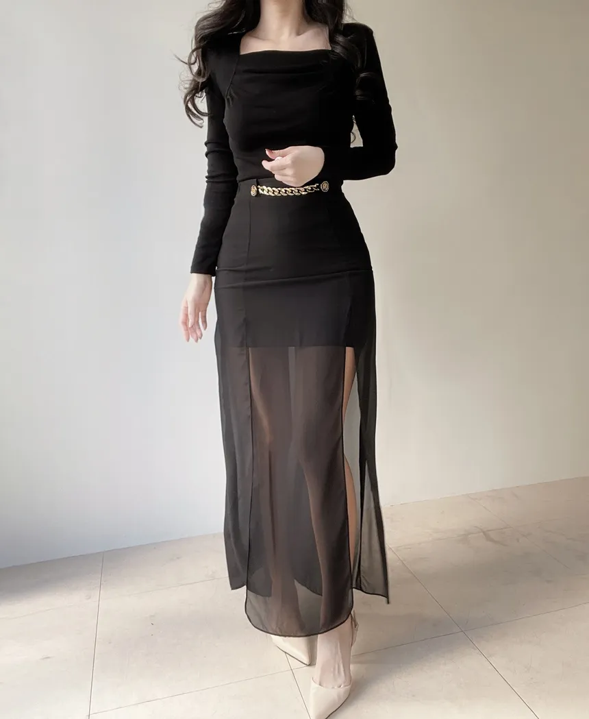 スクエアネック長袖ギャザーTシャツ | mirangmirang | 詳細画像21