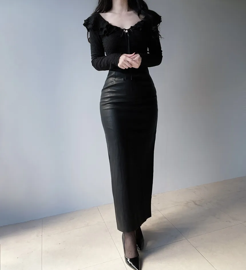 フリルドローストリングウェーブカット長袖Tシャツ | mirangmirang | 詳細画像22