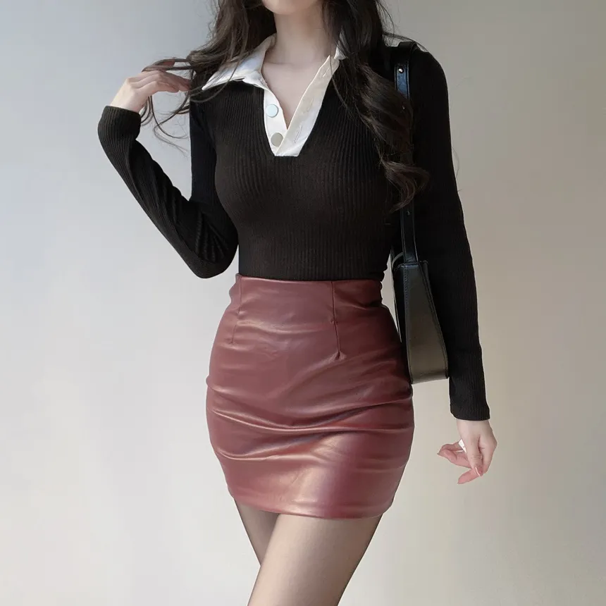 配色ボタンカラー長袖Tシャツ | mirangmirang | 詳細画像12