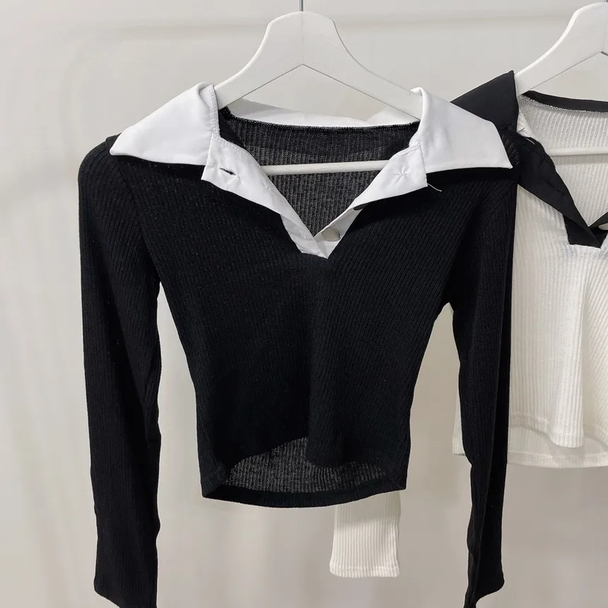 配色ボタンカラー長袖Tシャツ | mirangmirang | 詳細画像19