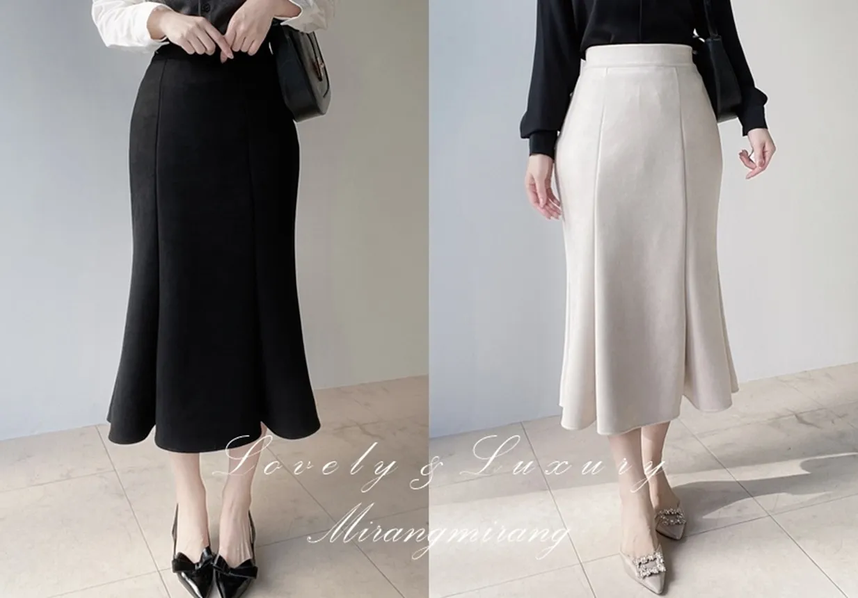 スエード調ロングマーメイドスカート | mirangmirang | 詳細画像1