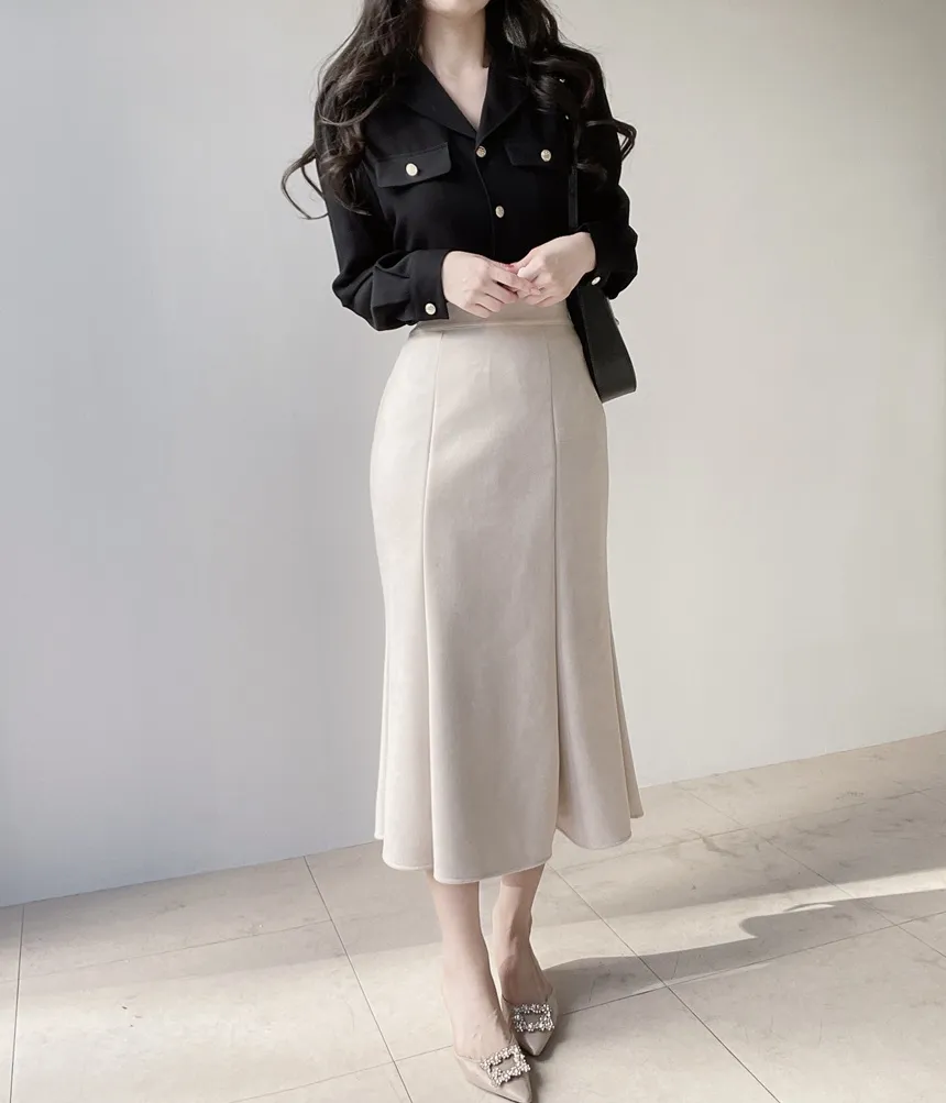 スエード調ロングマーメイドスカート | mirangmirang | 詳細画像21