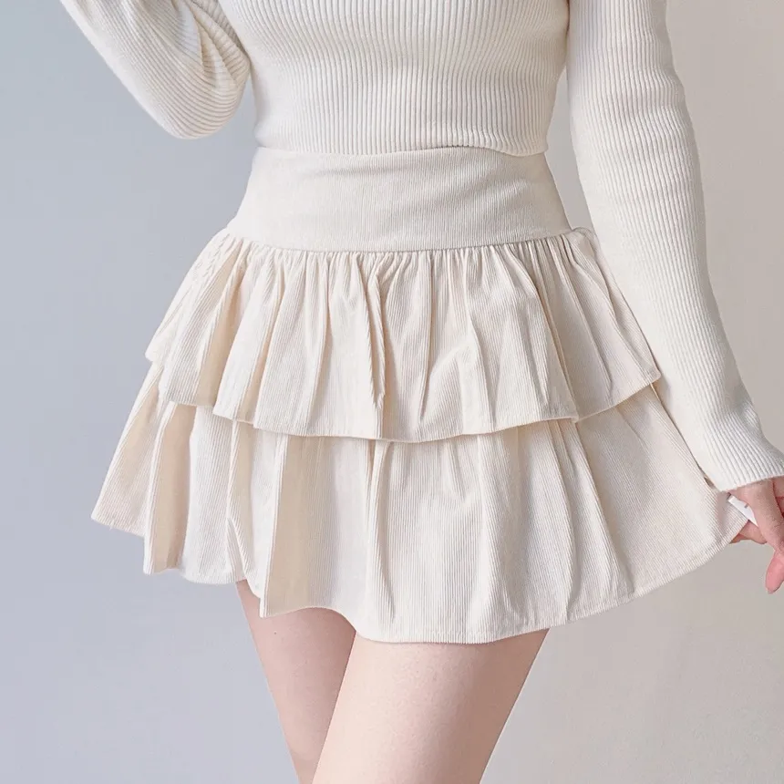 ティアードフレアミニカラースカート | mirangmirang | 詳細画像2