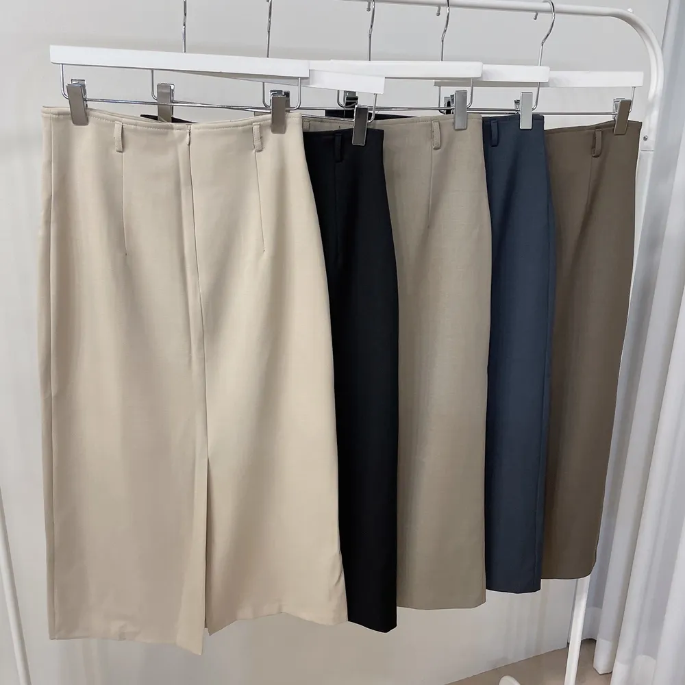 スリットベーシックHライン(ロング丈)無地スカートベルト付 | mirangmirang | 詳細画像25