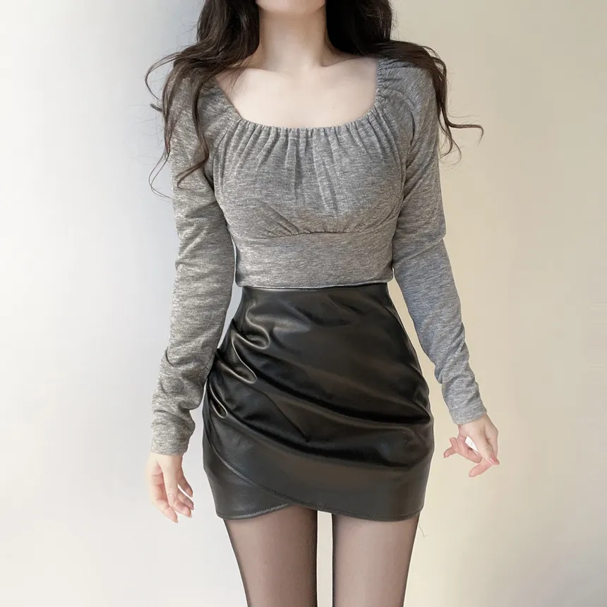 Hラインシャーリングカラースカート | mirangmirang | 詳細画像17