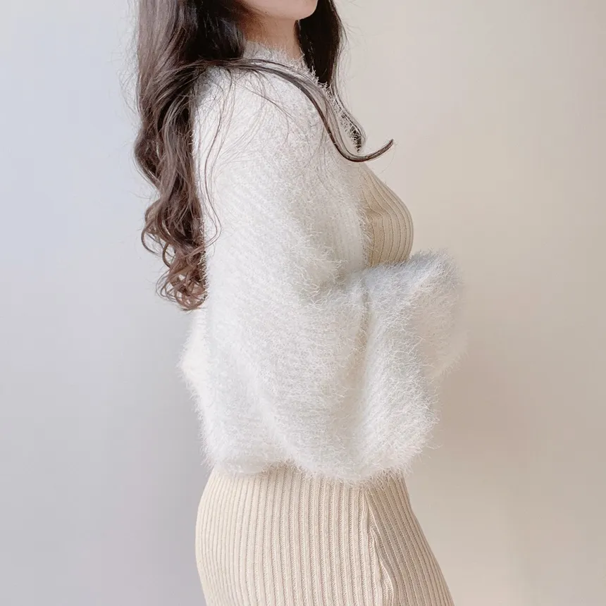 リブVネック長袖Hラインワンピース | mirangmirang | 詳細画像44