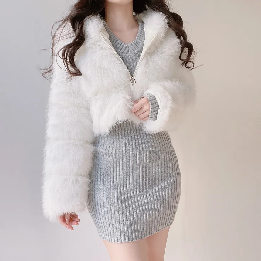 リブVネック長袖Hラインワンピース | mirangmirang | 詳細画像53