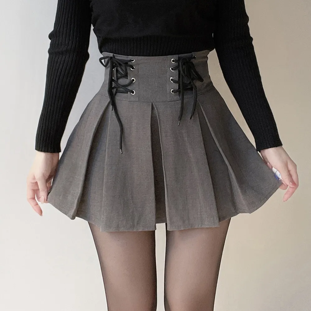 プリーツドローストリングアイレットHラインスカート | mirangmirang | 詳細画像2