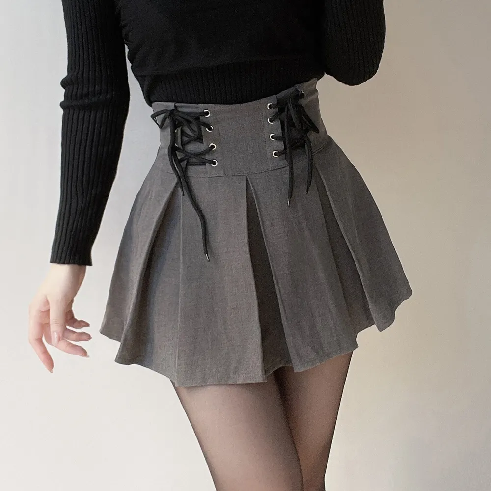 プリーツドローストリングアイレットHラインスカート | mirangmirang | 詳細画像3