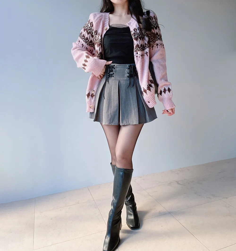 プリーツドローストリングアイレットHラインスカート | mirangmirang | 詳細画像7